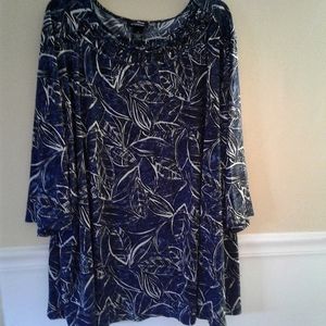Catherines Navy Leaf Pattern Tunic